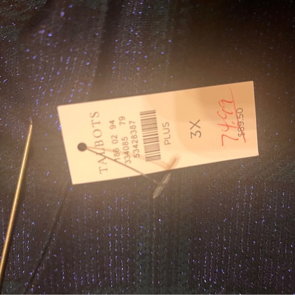 Navy Plaid  top with Gold Zipper Accent - Picture 12 of 12